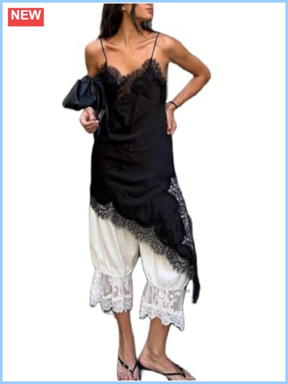 Satin Lace Trim Camisole Women Asymmetrical Layering Tank Top